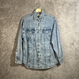 AG Adriano Goldschmied Womens Small Blue Denim Shirt Long Sleeve Button Front